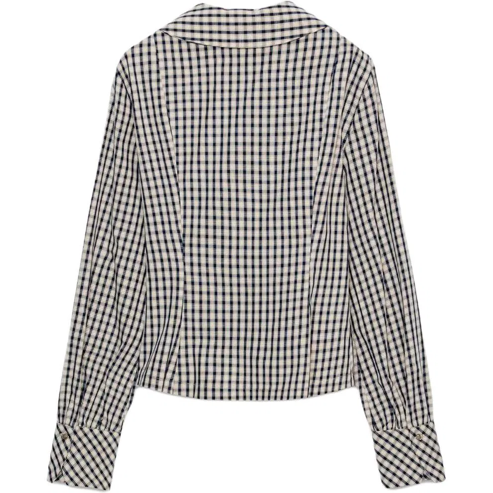 Женская рубашка с лацканами Brown/Blue ZARA, Brown/Blue — фото 3