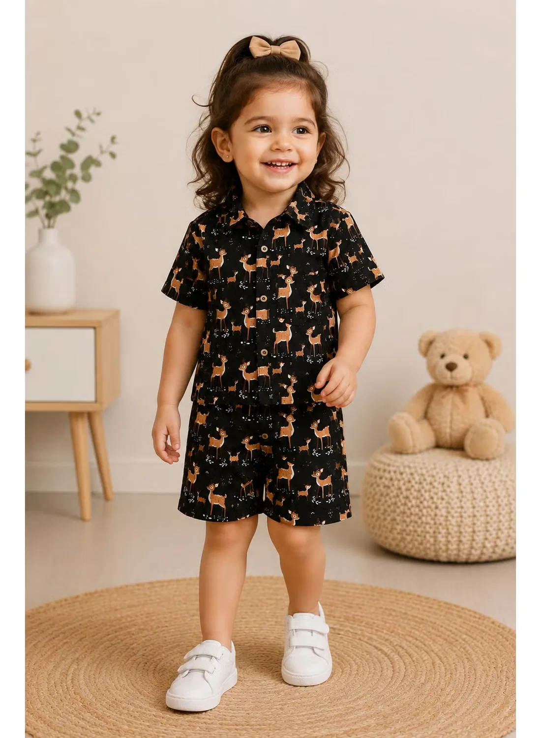 Комплект рубашка и шорты с принтом оленей Midnight Forest Matching Family Outfits, коричневый — фото 3