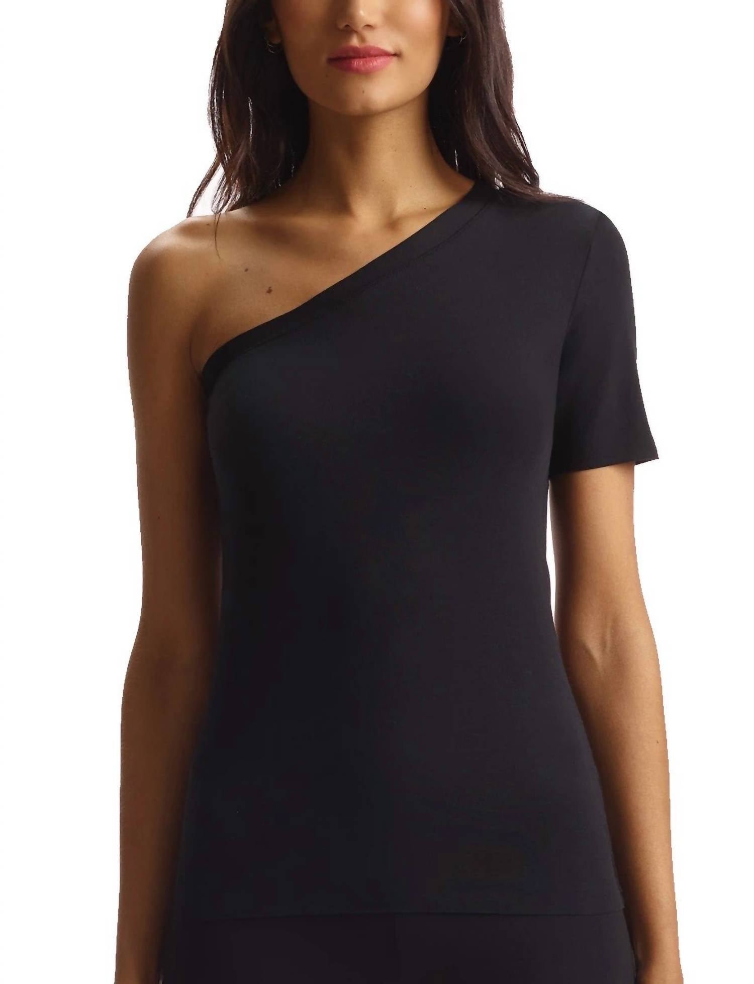 

Футболка Essential Cotton на одно плечо черного цвета Commando