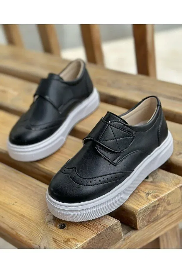 Детские кеды для мальчиков на липучке Surpie Shoes, Black — фото 3