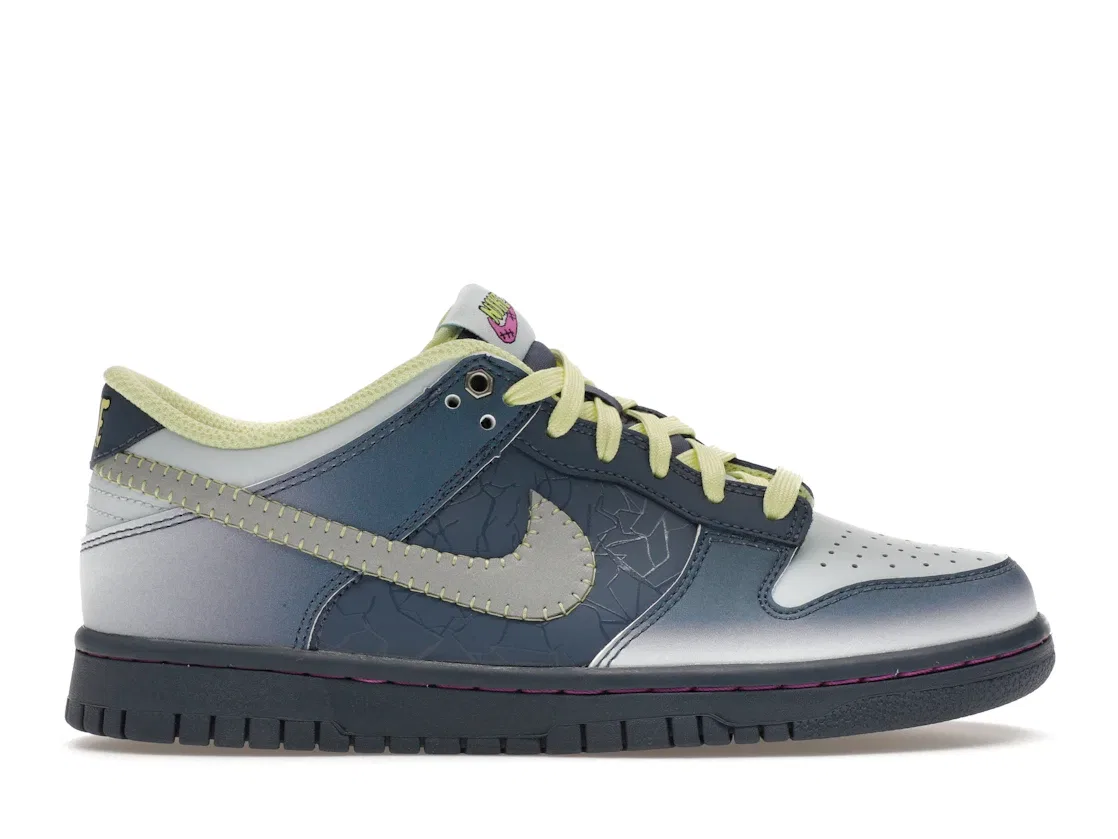 Детские кроссовки Lifestyle с принтом Nike Dunk Low Nike, Diffused Blue/Blue Tint-Luminous Green
