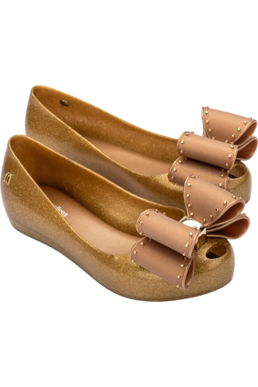 Детские балетки с бантиками из ароматного ПВХ Ultragirl Classic Flat Mini Melissa, Pearly Beige