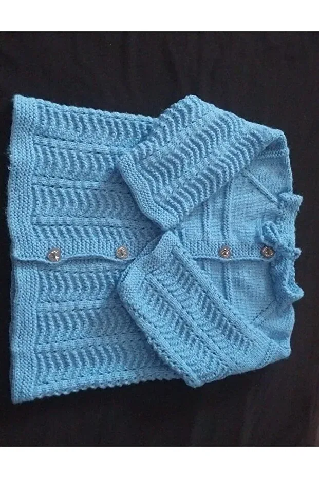 Детский кардиган для новорожденных вязаный Handmade blue baby cardigan Minevoo, Blue