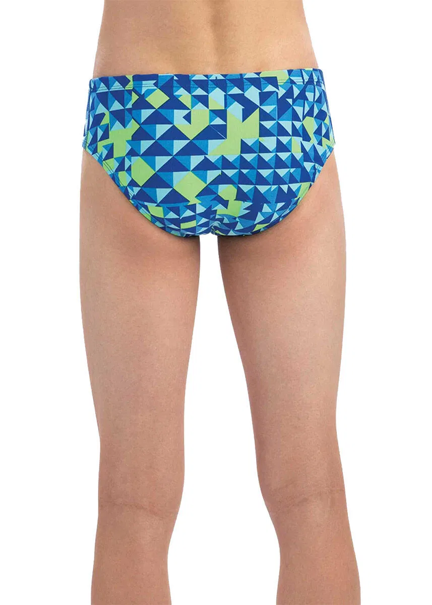 Детские плавки для мальчиков с принтом Triathlon Printed Racer Dolfin, Blue / Electric Green — фото 2