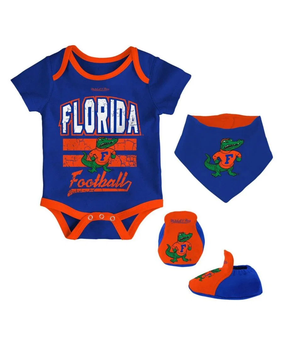 Комплект из 3 предметов для малышей: боди, слюнявчик и пинетки Florida Gators Mitchell & Ness, Royal