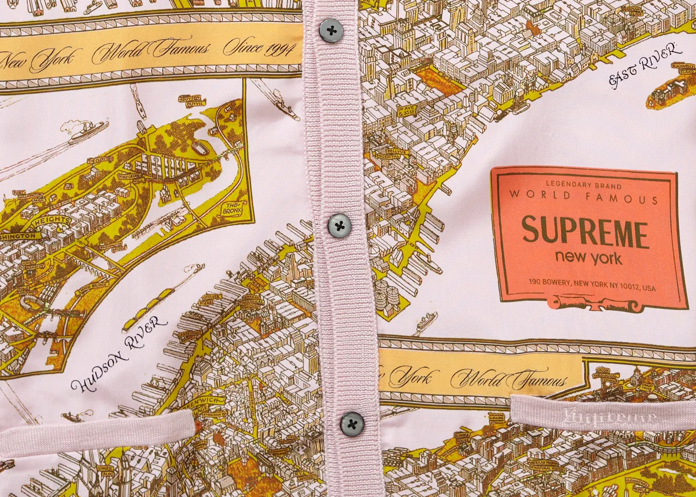 Мужской кардиган с принтом Supreme Silk Map Cardigan, Pink — фото 2