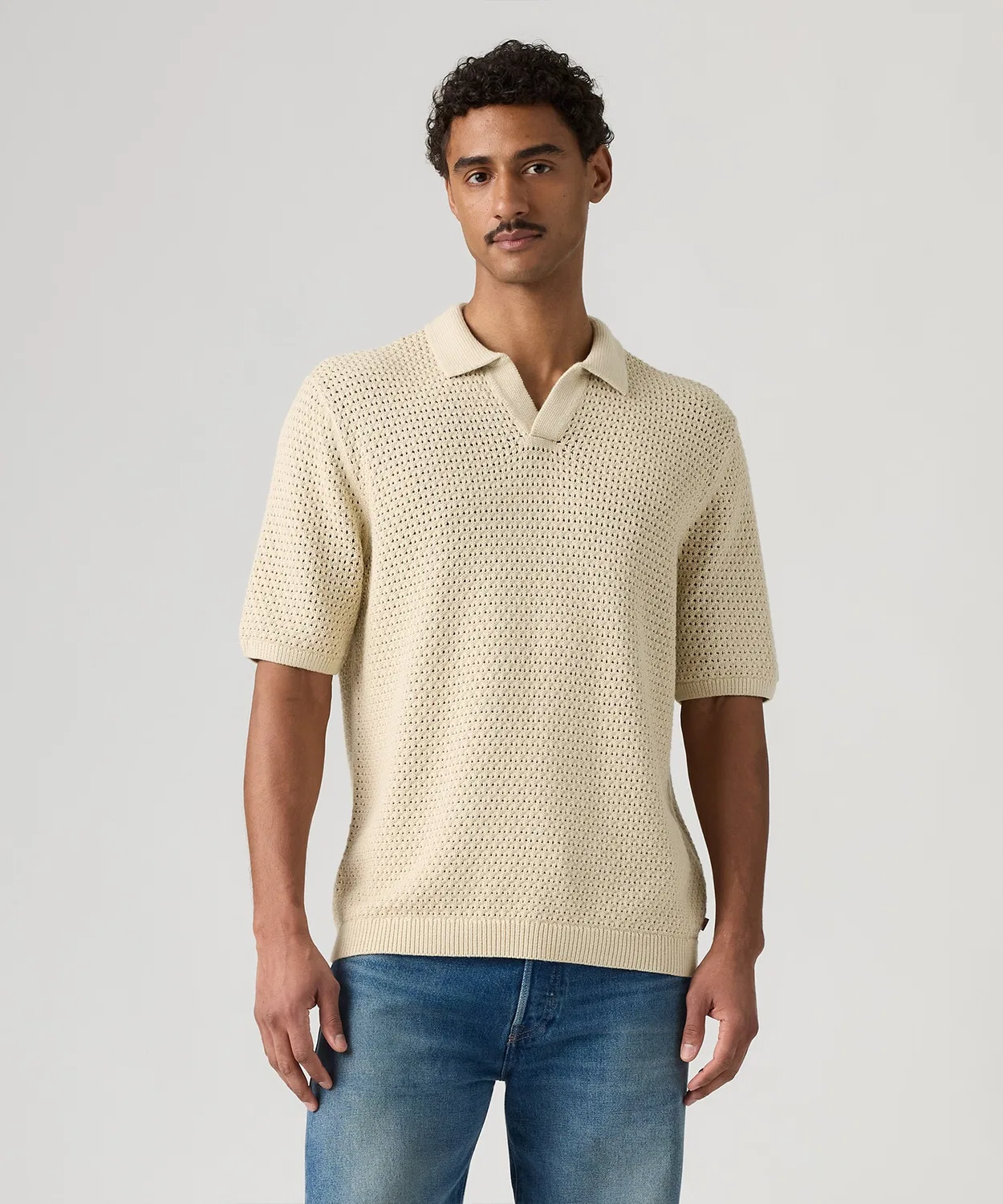 Мужская хлопковая футболка-поло с открытым воротником Dillon Levi's, White — фото 2