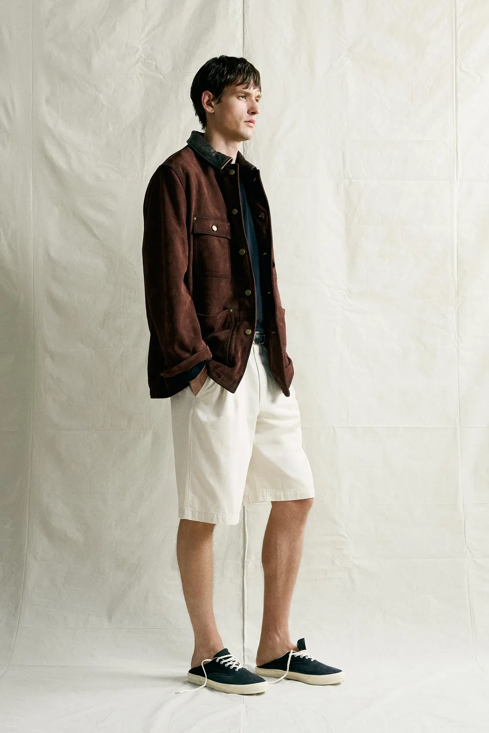 Свободные плиссированные бермудские шорты ZARA, Oyster-white — фото 4