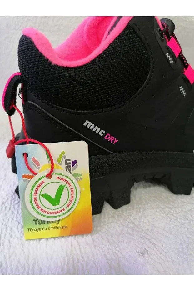 Детские ботинки для девочек с принтом Özgür Kids, Black Neon Fuchsia — фото 3