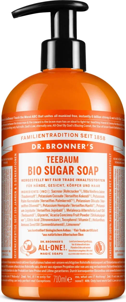 Органическое сахарное мыло с маслом чайного дерева, Dr. Bronner's, 710 мл