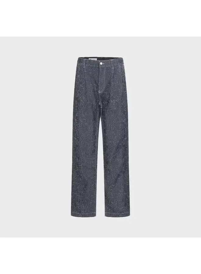 Брюки с декоративной вышивкой и потертостями Zara, синие — фото 2