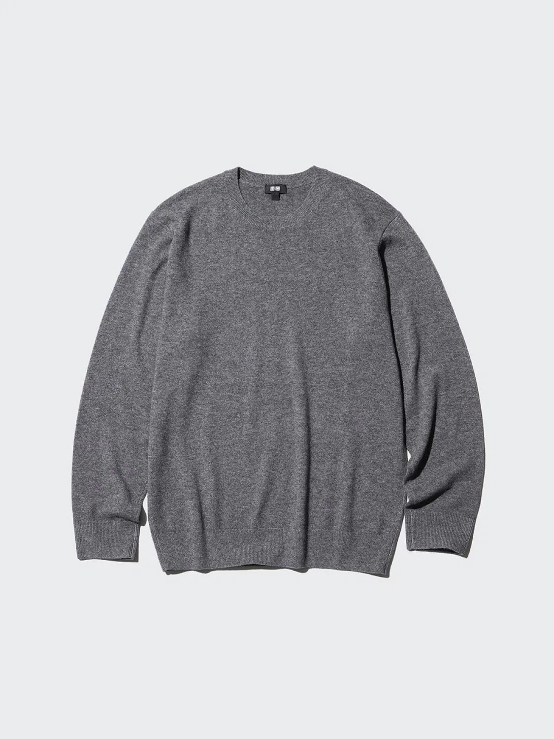 Свитер с круглым вырезом из кашемира Uniqlo, серо-голубой