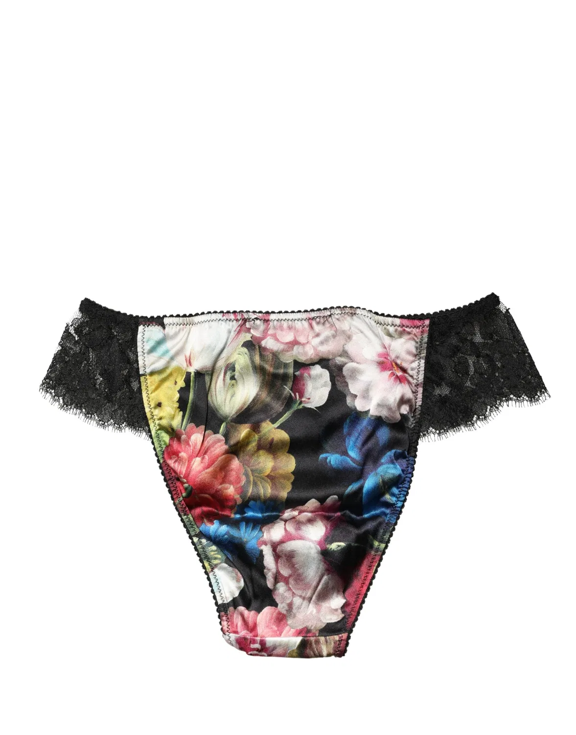 Женские трусы-слипы с кружевом Black Floral Lace Mid Waist Dolce & Gabbana, черный