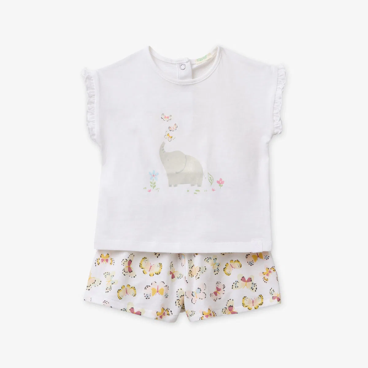 Комплект из двух предметов из хлопка с принтом бабочек (0-6 месяцев) Benetton, белый