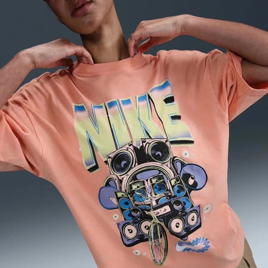 Футболка женская с графическим принтом Nike Sportswear Oversize Ss, Оранжевый — фото 2