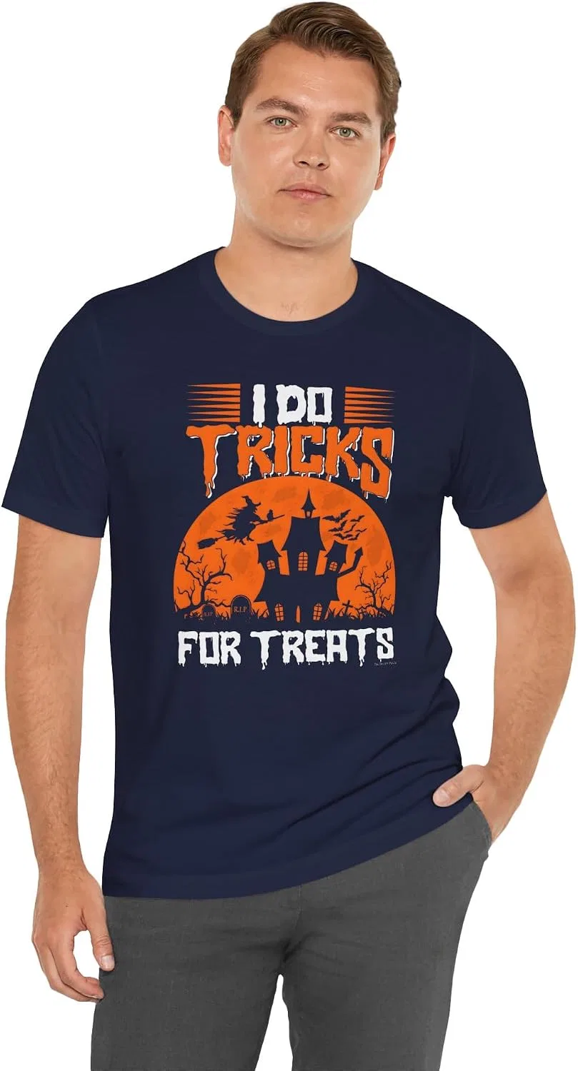 Женская футболка с принтом I Do Tricks For Treats Bella+Canvas, Navy — фото 3