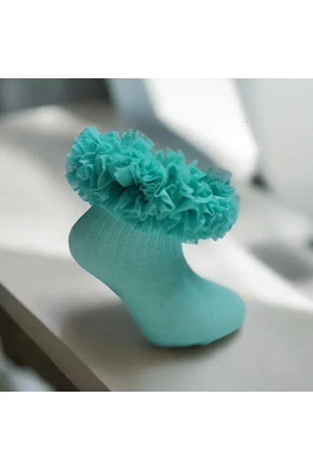 Детские носки для девочек хлопковые Tütü soket baby girl socks / girls' socks mint Bebeğime Çorap, Turquoise — фото 2