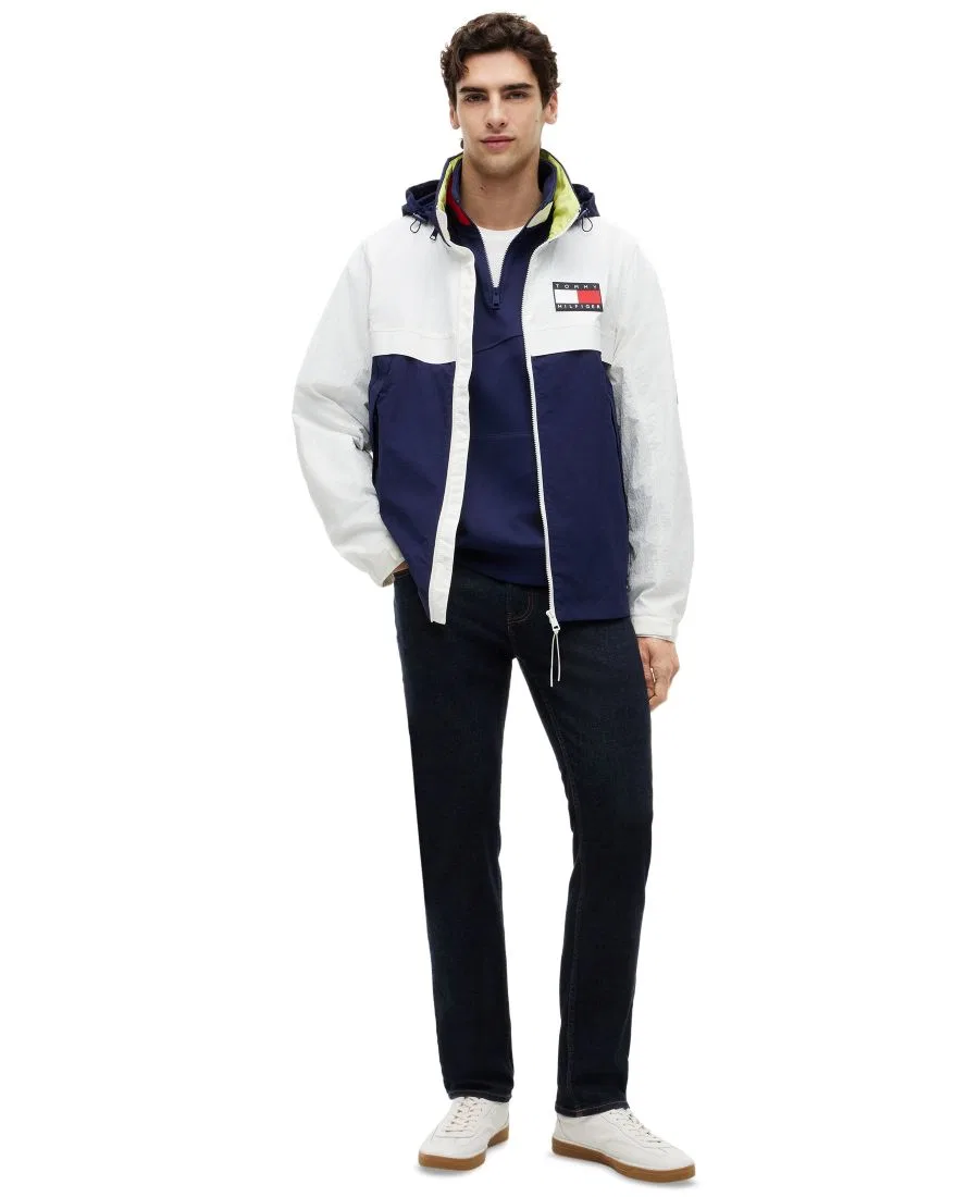 Ветровка мужская с воротником-стойкой, на молнии, легкая Tommy Hilfiger, Ecru Yale Navy — фото 2