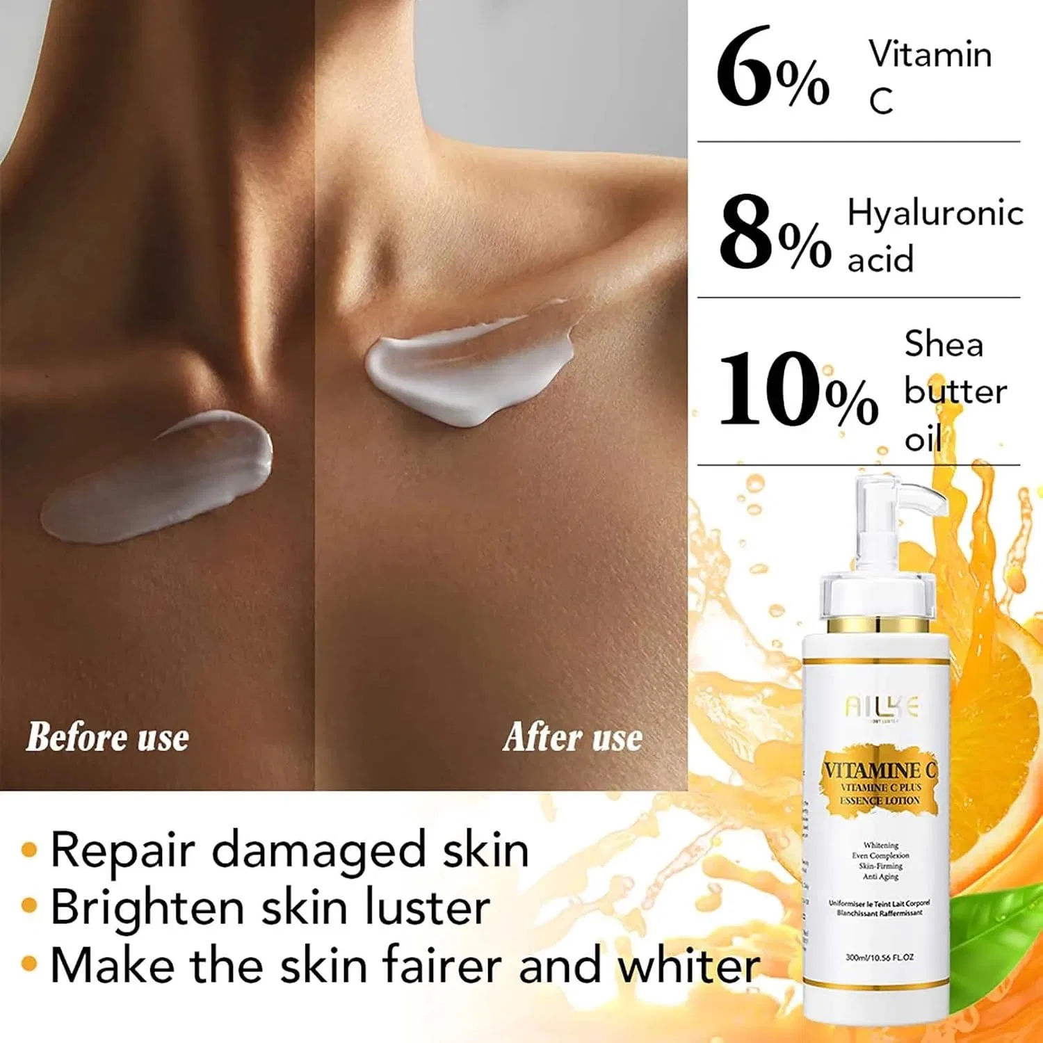 Лосьон для тела Vitamin C Plus, AILKE BOOST LUSTER, набор 3 шт, 300 мл — фото 3