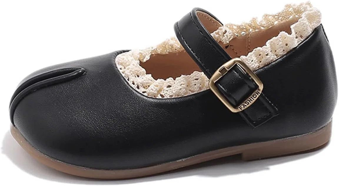 Детские балетки для девочек с кружевной отделкой Tabi Flats RYLENDOR, Black