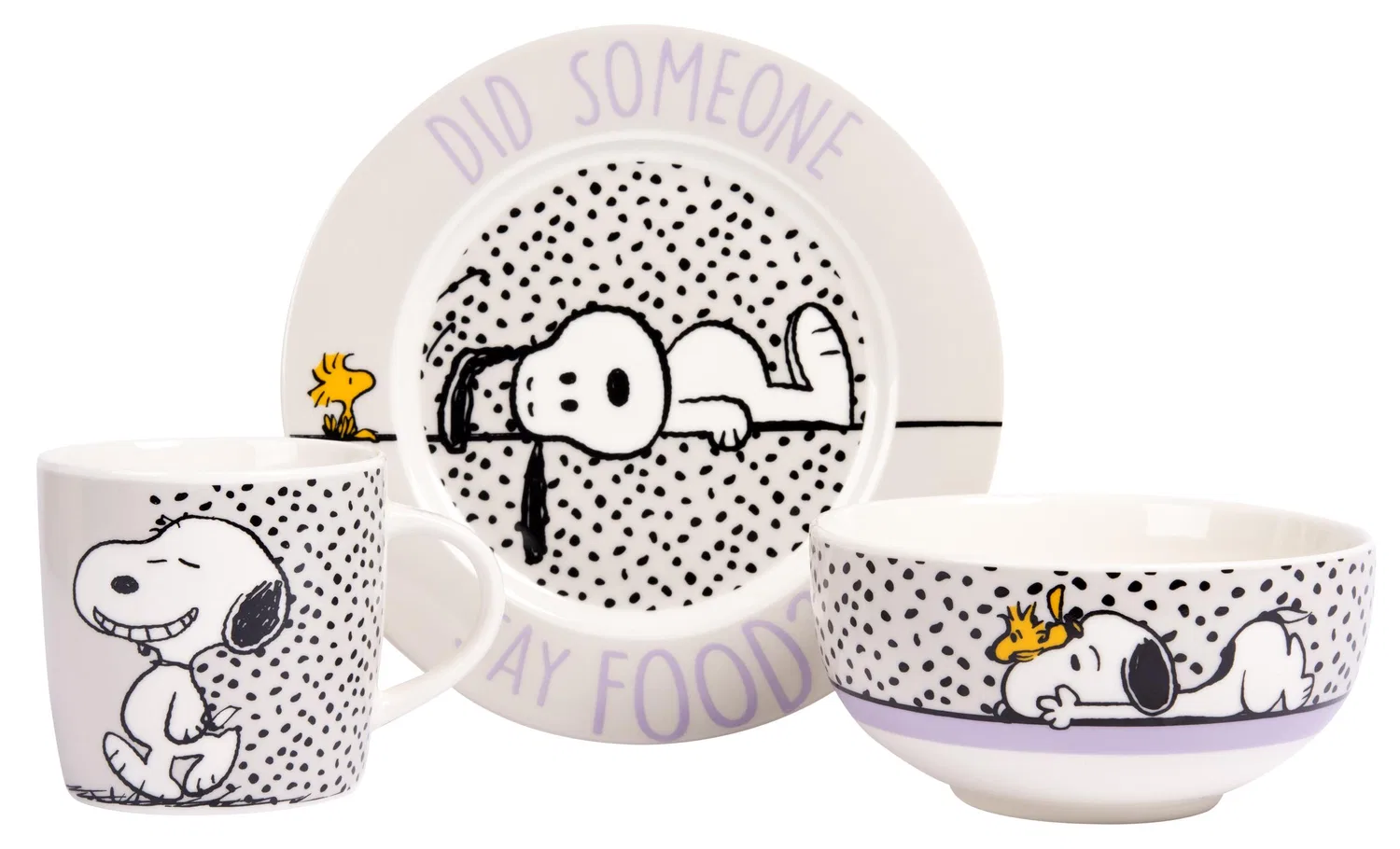 Набор детской посуды из 3 предметов Snoopy Did Someone Say Food United Labels, Белый