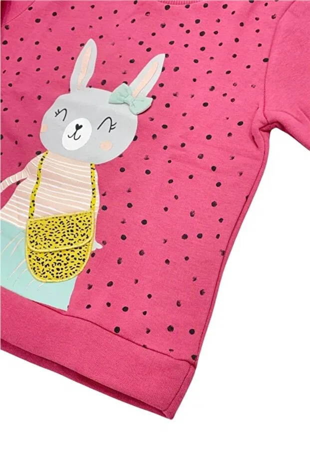 Детские свитшот для девочек с принтом Fuchsia Rabbit Ipek Atlas, Multicolor — фото 3