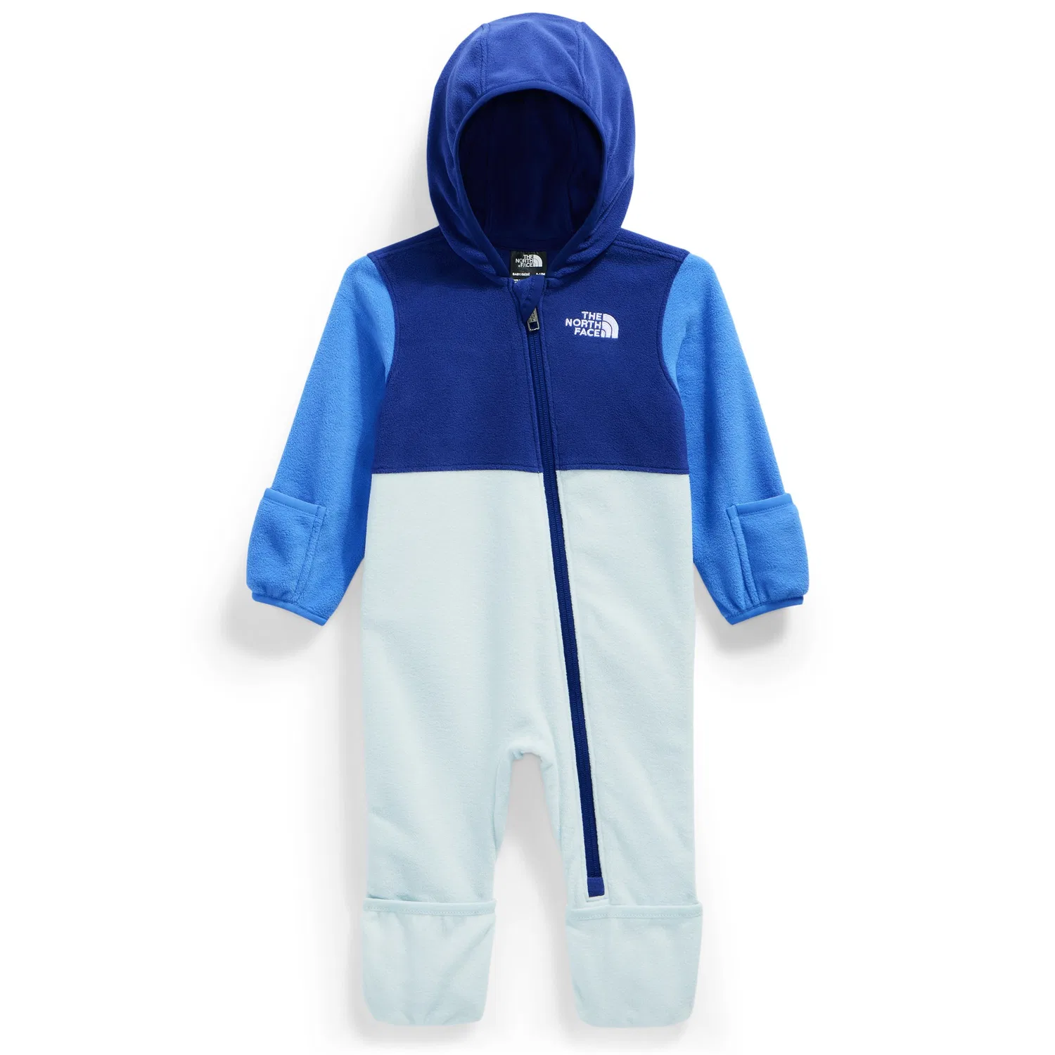 Комбинезон-боди утепленный с капюшоном и рукавичками Glacier One-Piece Fleece Suit The North Face, Bold Blue/Polar Haze/Blue