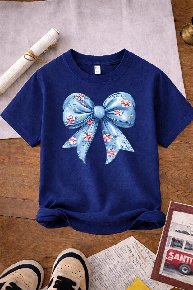 Детский комплект футболок для девочек с принтом Princess and toy and ribbon, Twins Tailors, Blue — фото 2