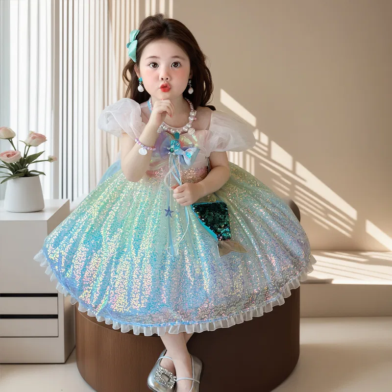 Детское платье для девочек с принтом Multicolor Dress+Veil YALU — фото 4