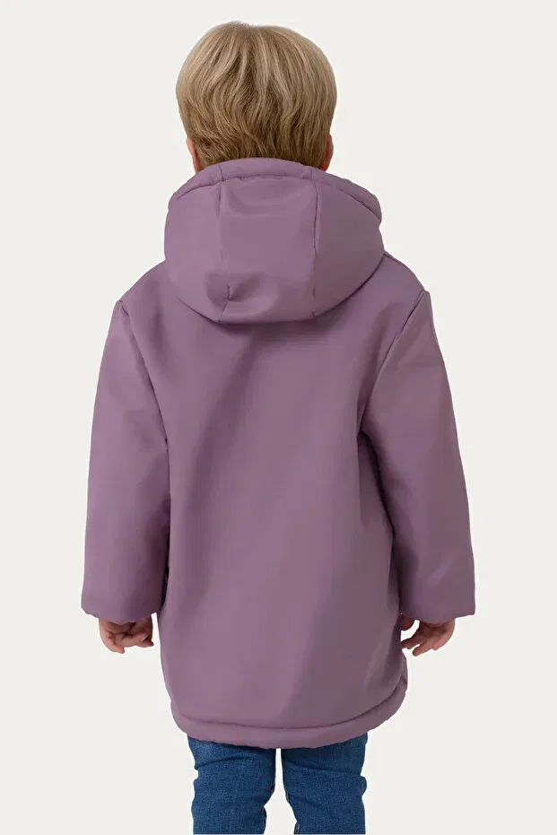 Детское зимнее пальто для мальчиков с меховой подкладкой Boys' fur lined water and windproof hooded 3-pocket winter coat & jacket & parka Outriverkids, Plum — фото 3