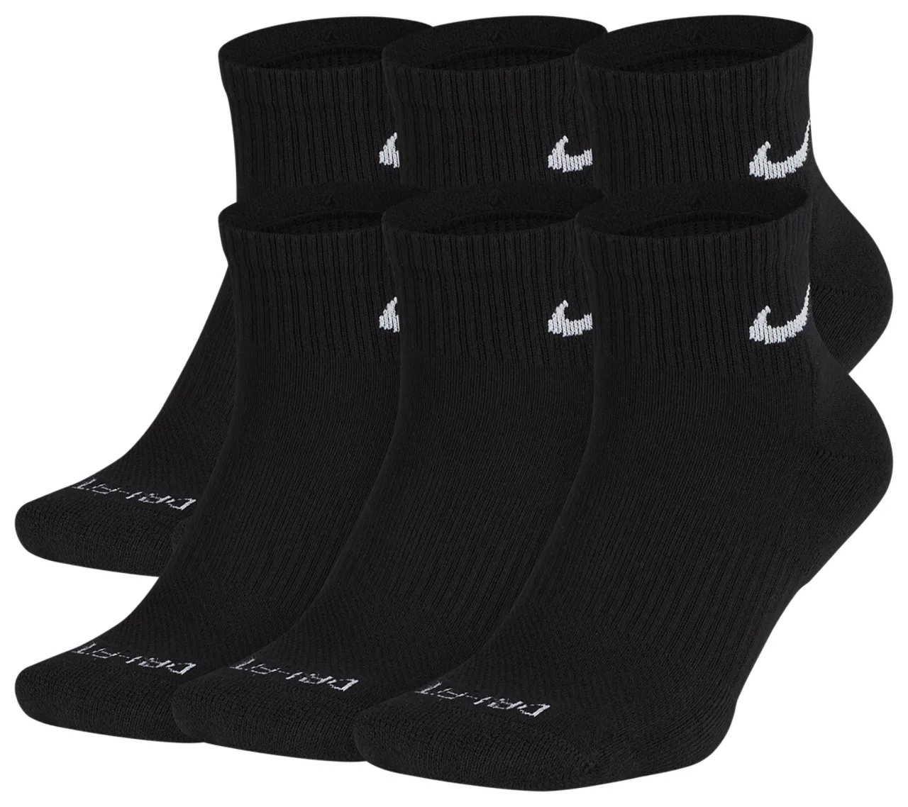Носки для мужчин 6 Pack Dri-FIT Plus Quarter Nike, черный/белый