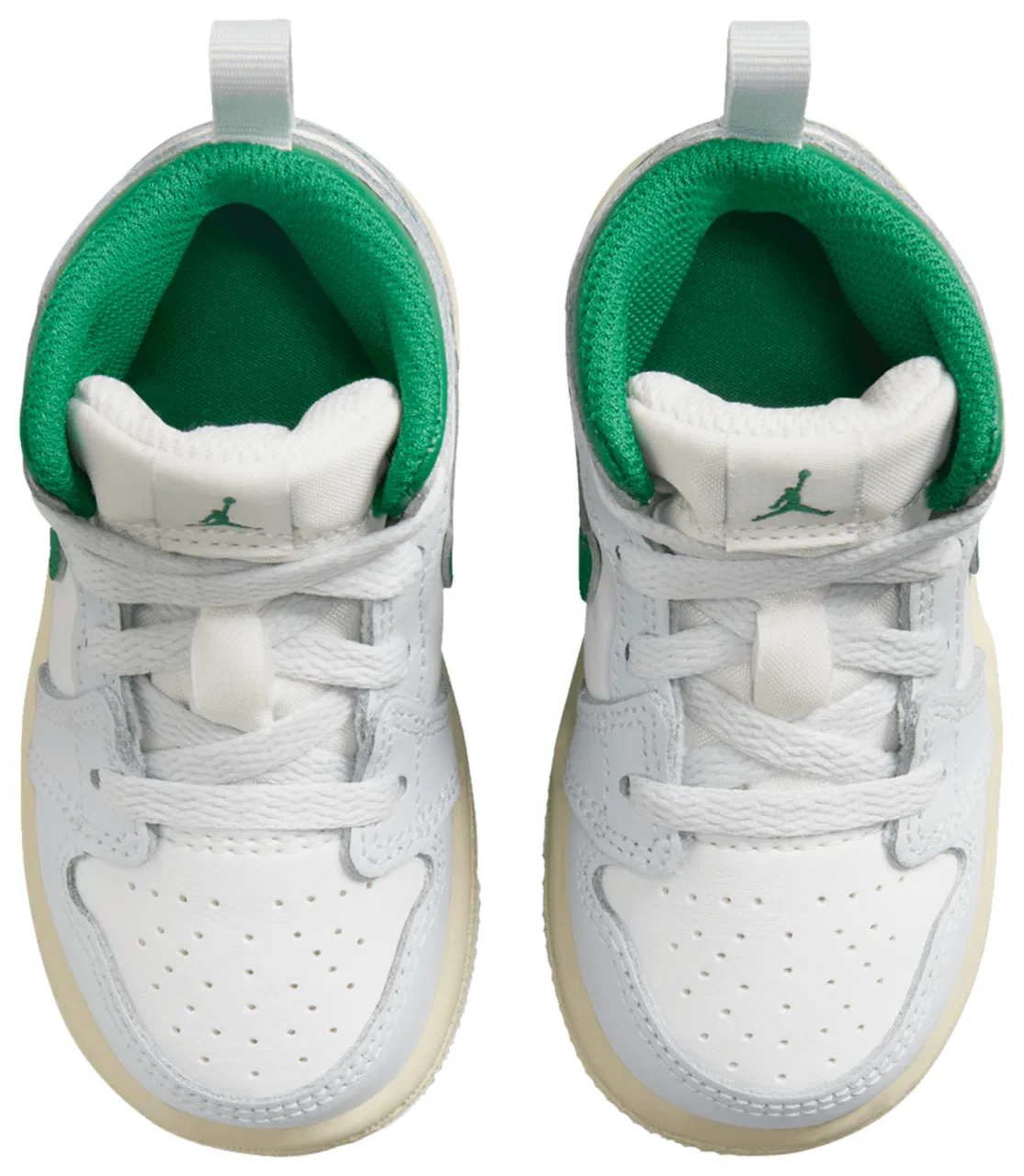 Детские кроссовки для мальчиков с верхом из кожи и нубука AJ 1 Mid Jordan, Summit White/Pine Green — фото 4