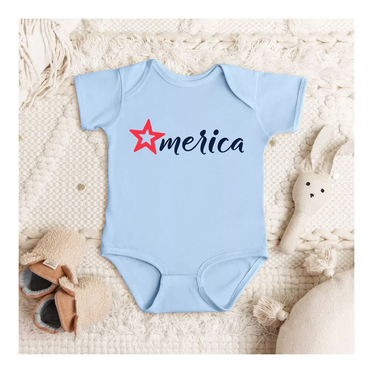 Детский боди с коротким рукавом Merica Star The Juniper Shop, Light Blue — фото 2