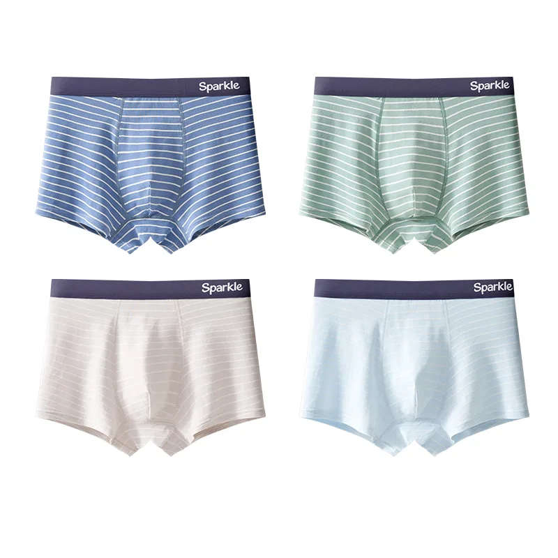 Red bean Детские боксеры для мальчиков с полосками 4-пак Redbean, Off White+Sky Blue+Blue+Green