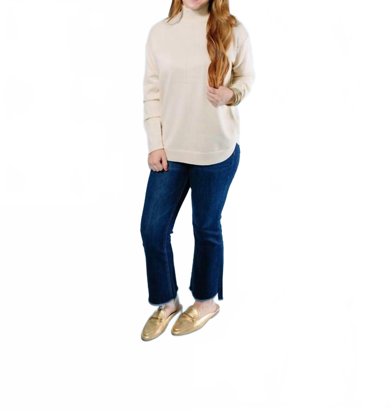 

Водолазка с высоким воротником цвета айвори Metric Knits, слоновая кость