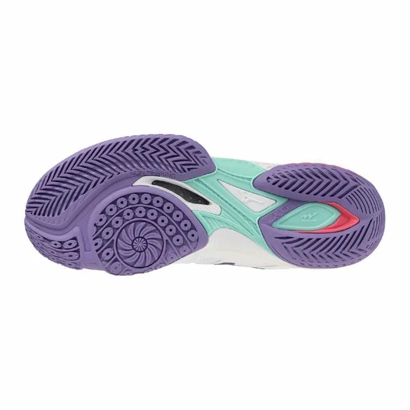 Кроссовки для бадминтона «Wave Claw EL2 FIT» от Mizuno, 68 White X Purple X Pink — фото 3