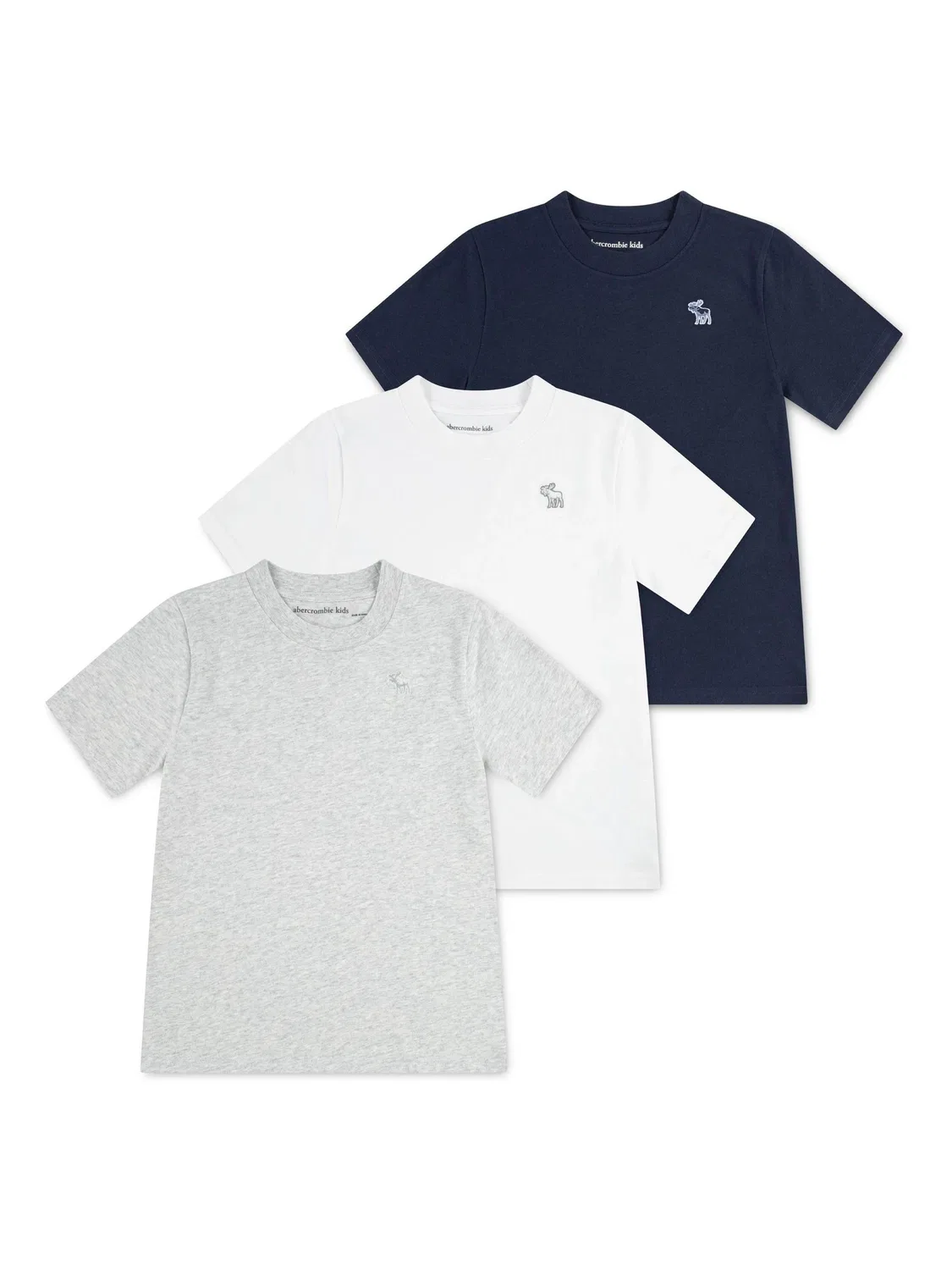 Футболка с коротким рукавом, 3 шт, Moose Abercrombie & Fitch, серый/белый/синий