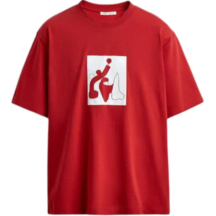 Мужская футболка с круглым вырезом прямого кроя White/Red ZARA, White/Red