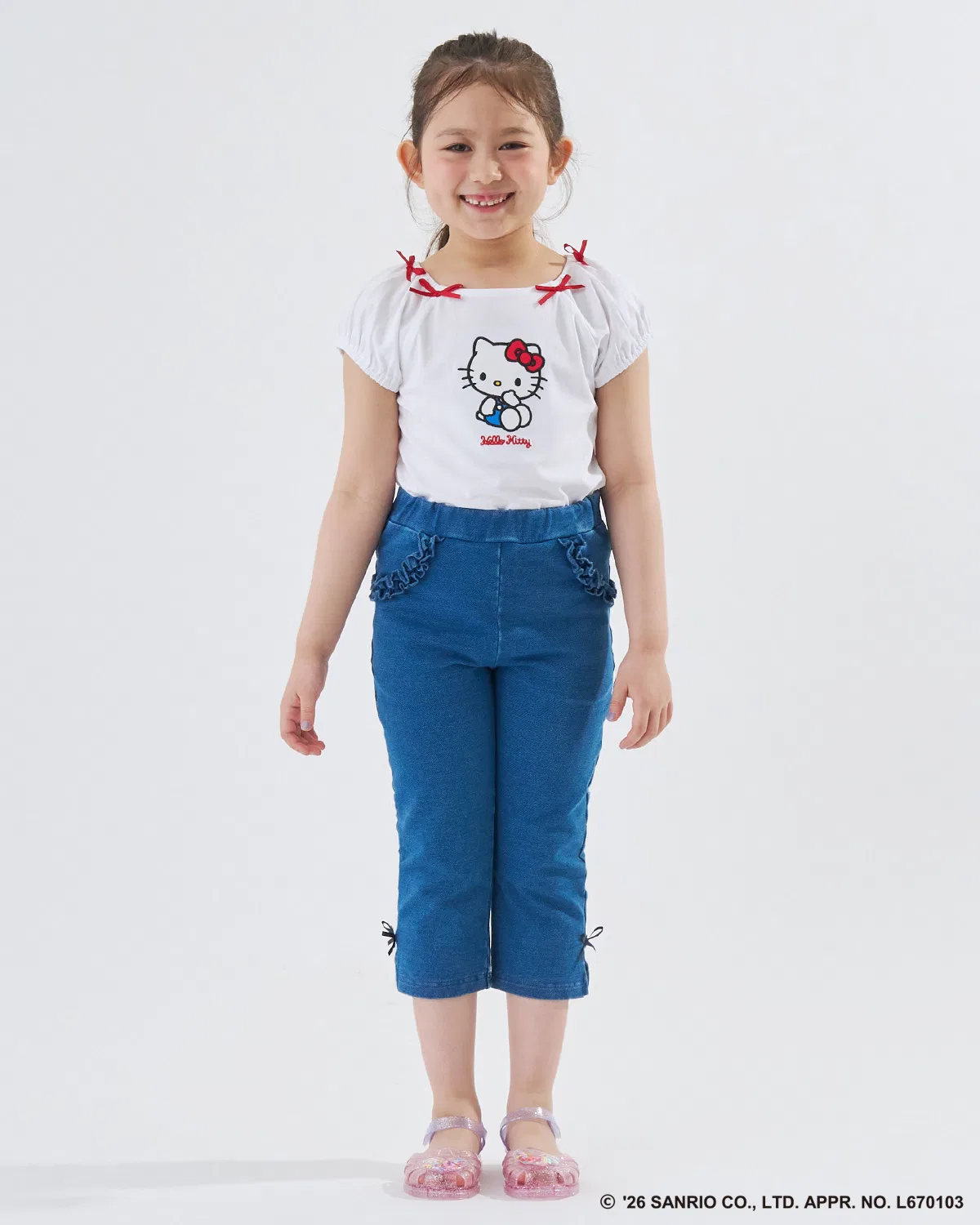 Детская футболка с аппликацией с лентой Sanrio Characters Lycee mine, Off White