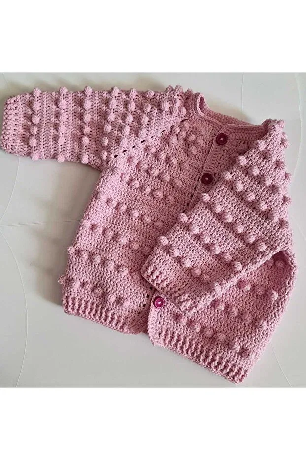 Детский кардиган для девочек хлопковый Basics El Örgüsü, Pink — фото 2