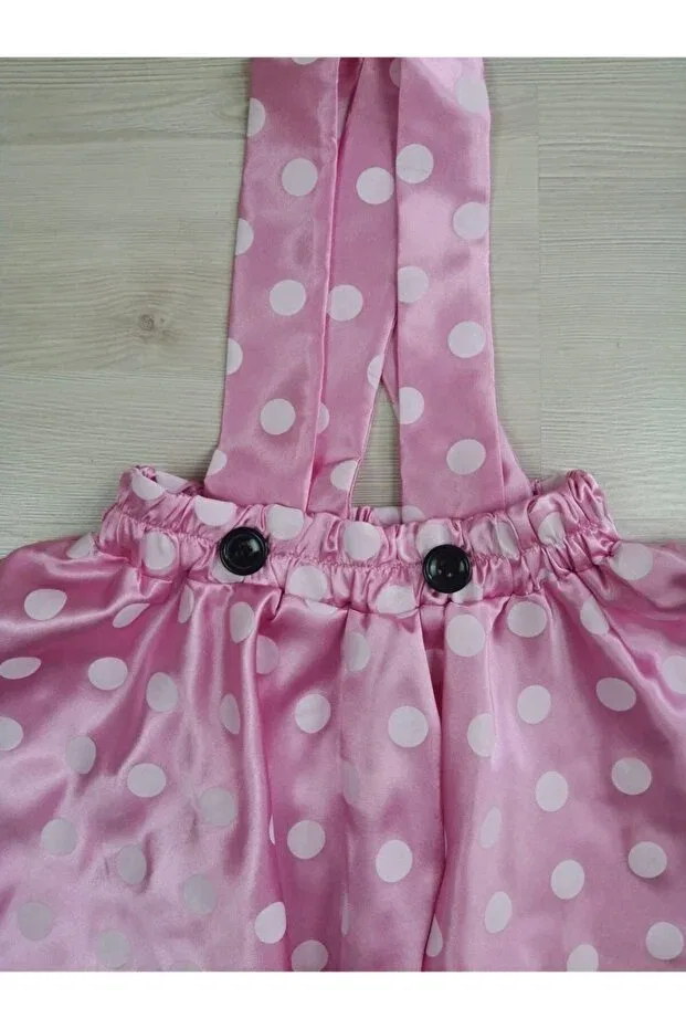 Детское платье для девочек с принтом Minnie Mouse Casual Dress & Crown Set Cutiecase, Pink White Polka Dots — фото 2