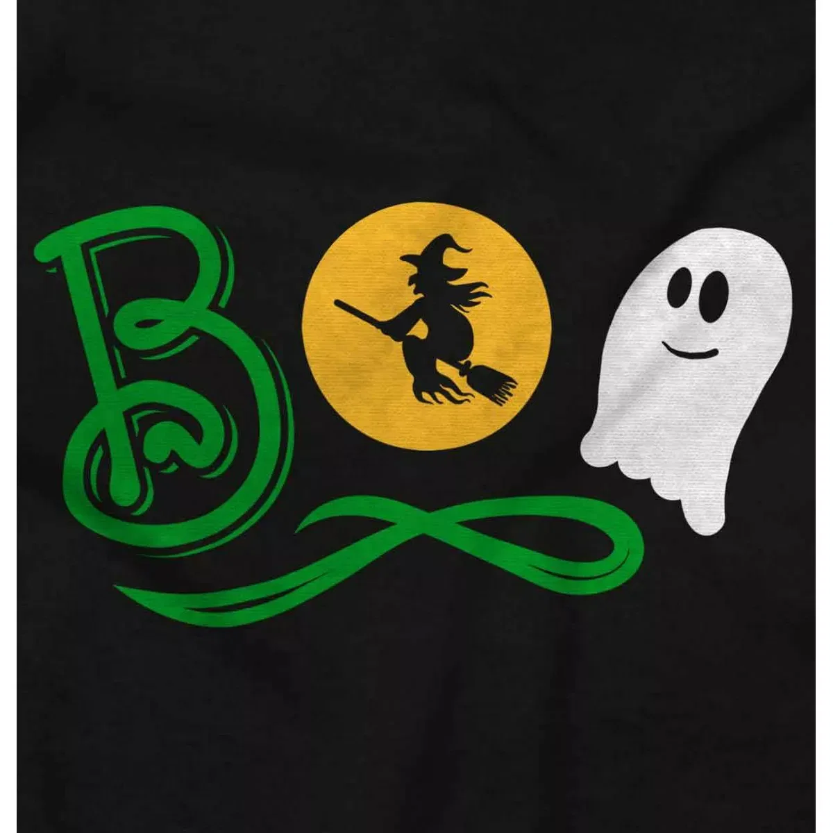 Детская футболка с принтом Boo Cute Witch Ghost Halloween Brisco Brands, Black — фото 2