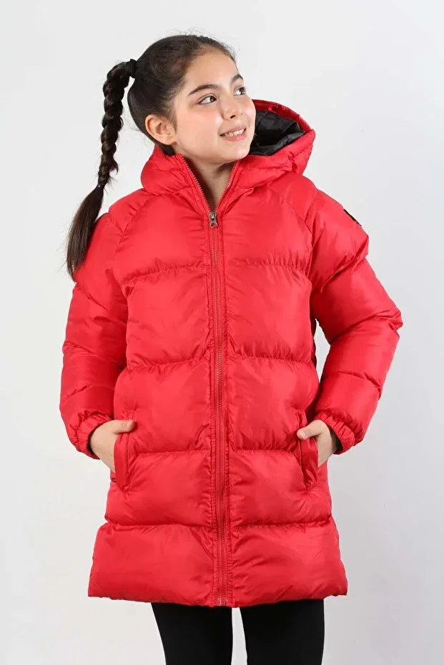 Детский пуховик для девочек с капюшоном Basics Landed, Red