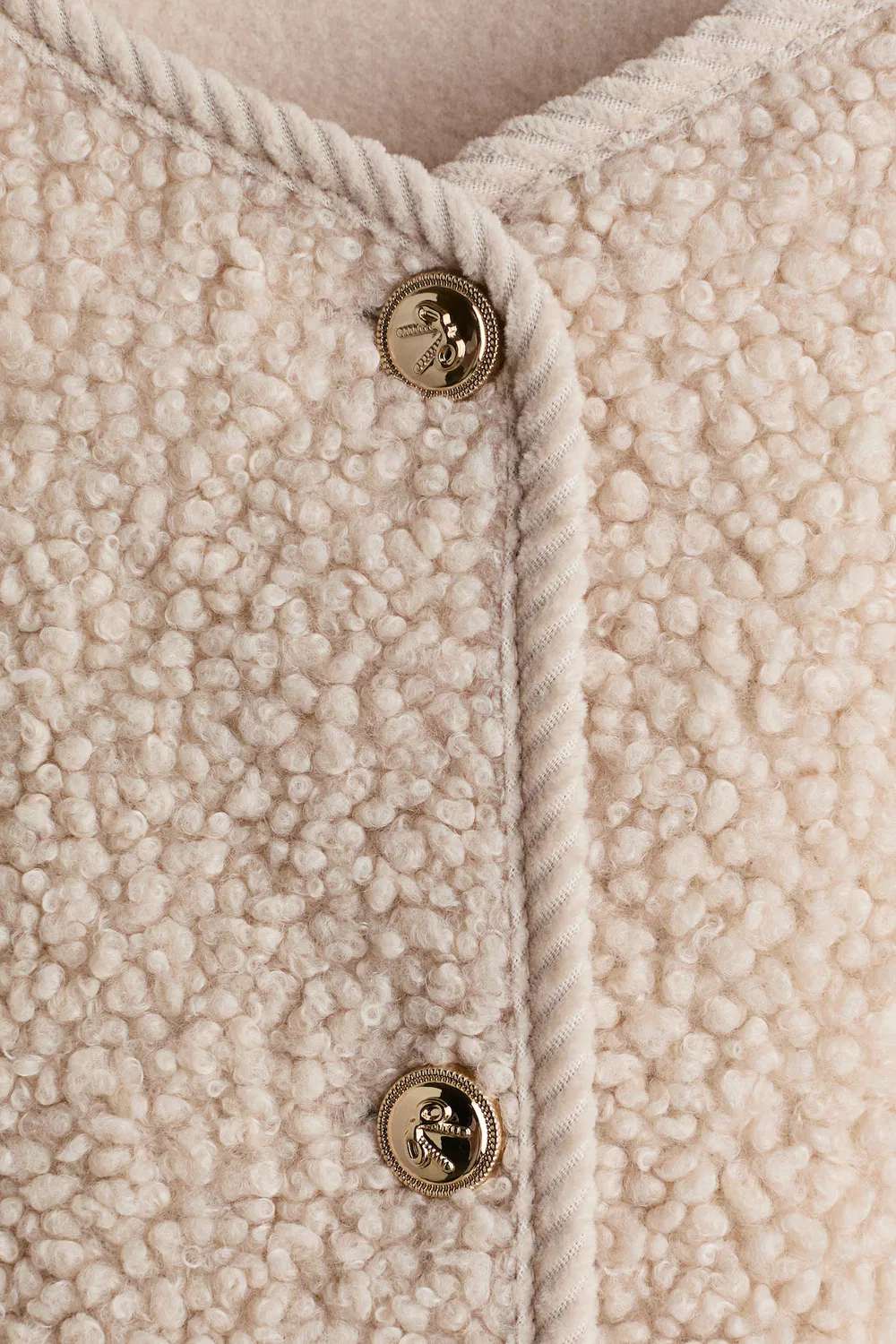 Кардиган из плюшевого флиса с вельветовыми деталями H&M, Beige — фото 2