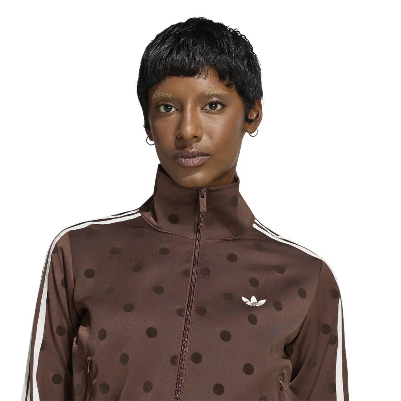 Женский топ из атласа с горошком Satin Polka Dots Track Top Adidas, Auburn — фото 3