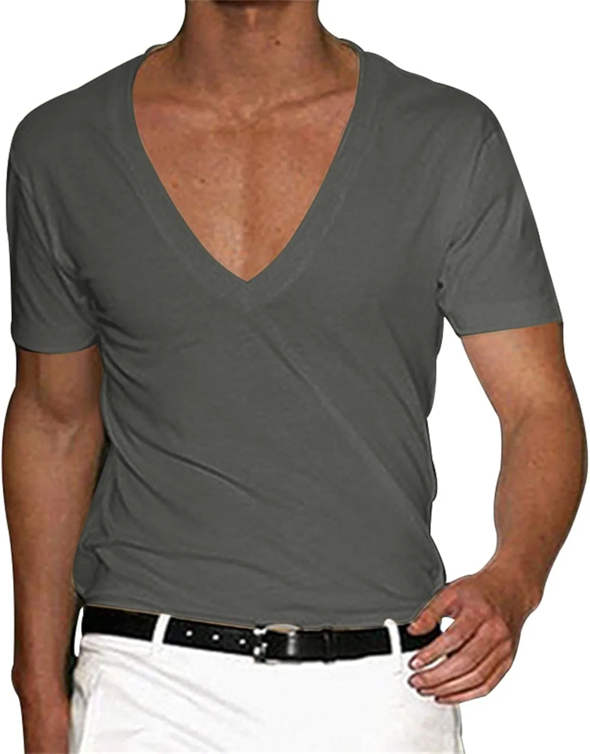 Мужская футболка с глубоким V-вырезом Athletic Fit, Dark Gray