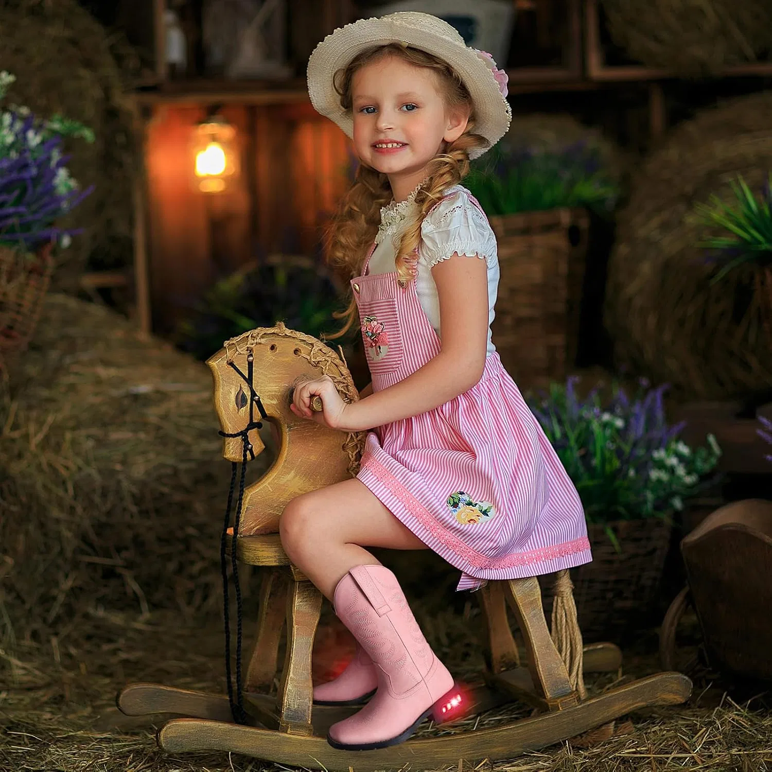 Детские сапоги ковбойские с подсветкой Classic Western Rollda, Pink — фото 3
