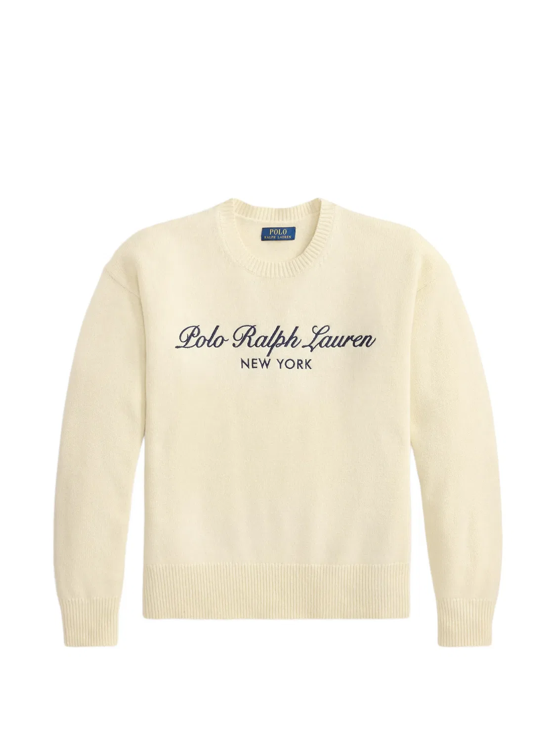 Вязаный свитер с круглым вырезом и вышитым логотипом Polo Ralph Lauren, нейтральные