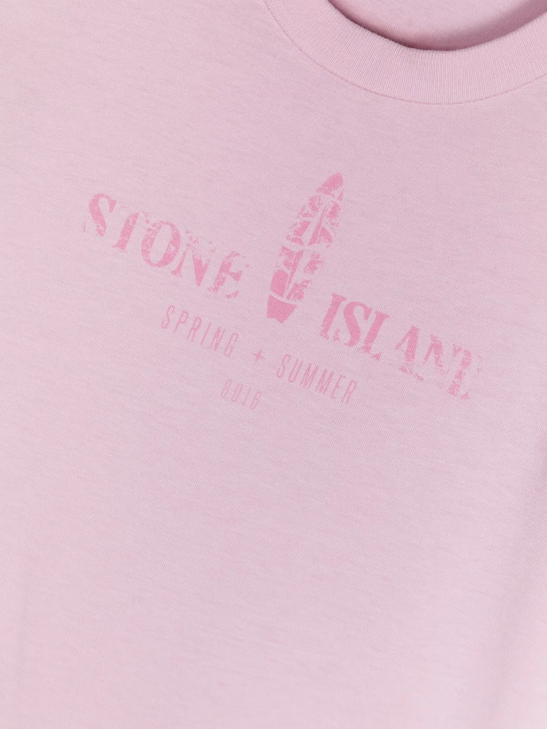 Хлопковая футболка с логотипом Stone Island, розовый — фото 2