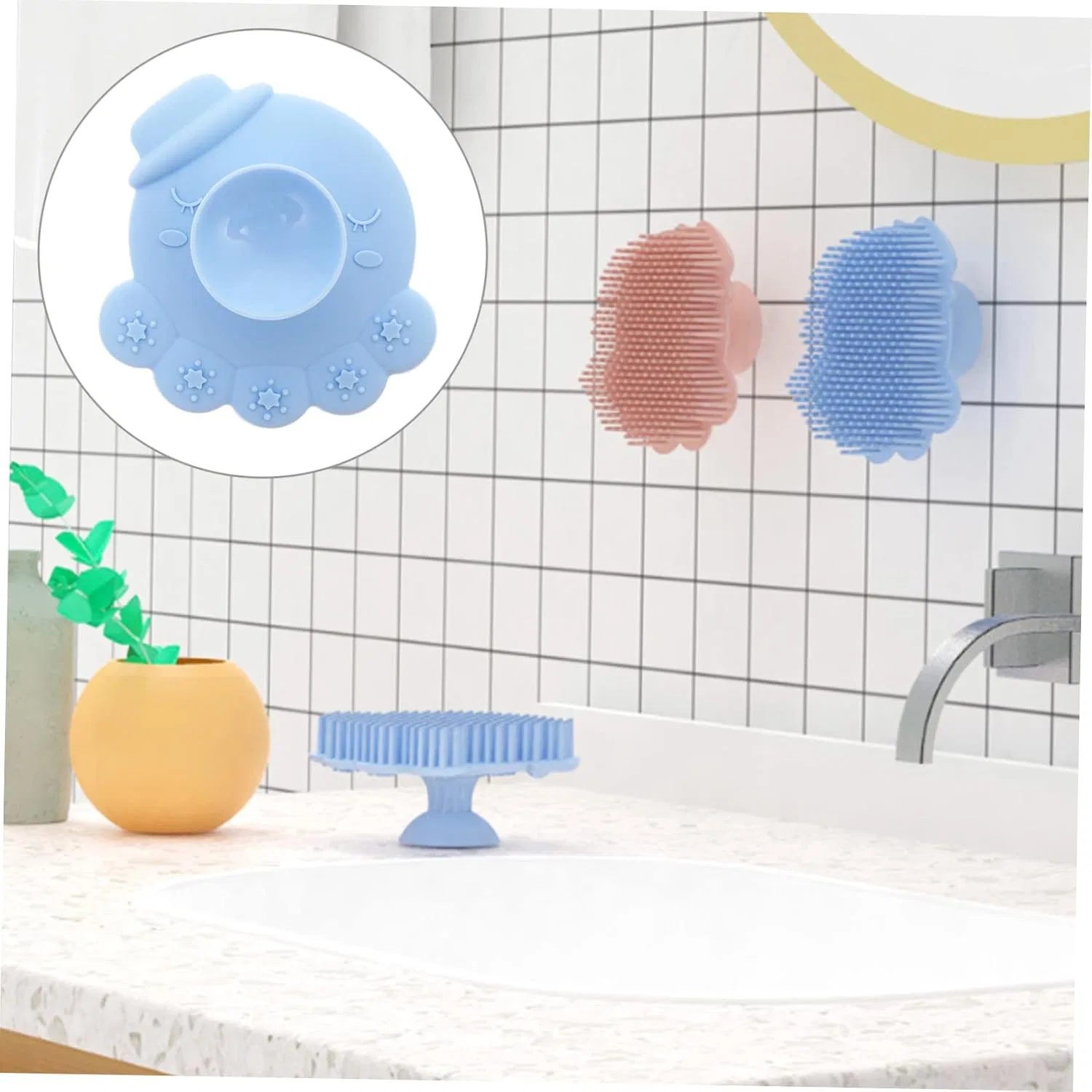 Щетка для купания Silicone Bath Brush, FOMIYES, 11x10x5 см, Blue — фото 4